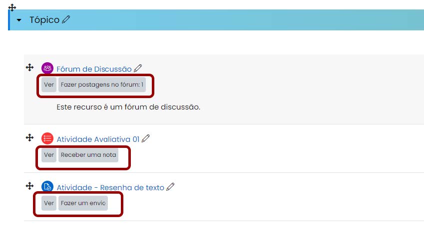 Tela inicial do Moodle