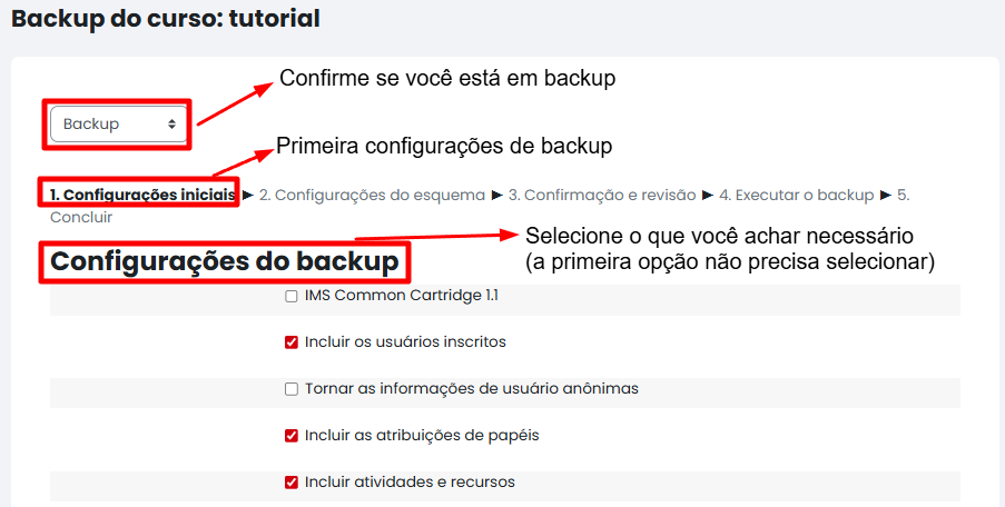 Tela inicial do Moodle