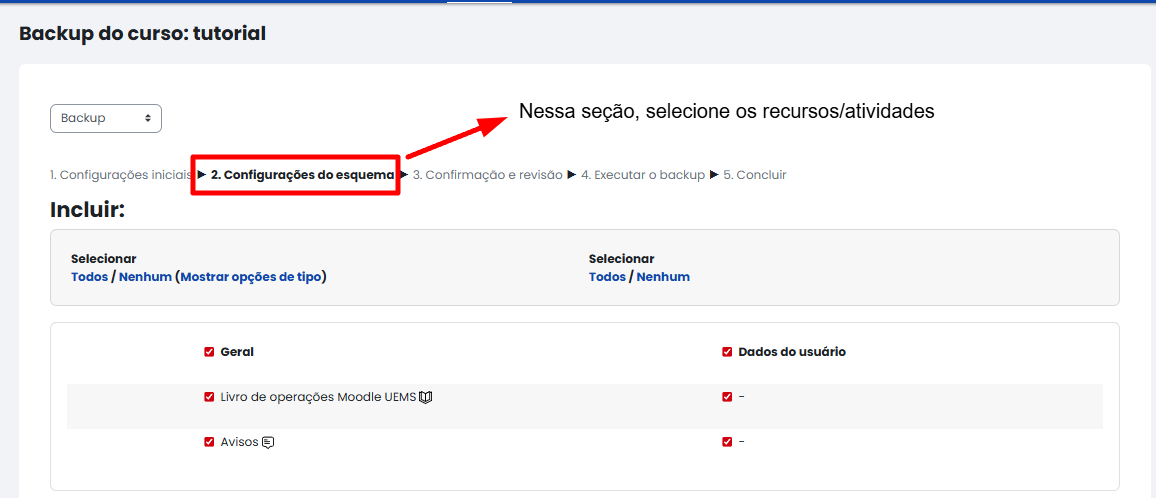Tela inicial do Moodle