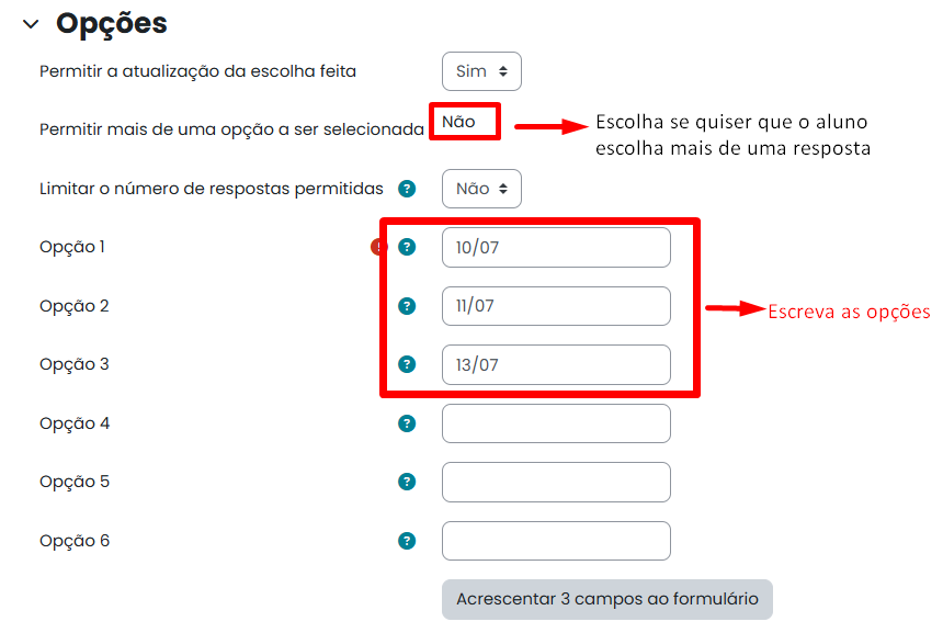Tela inicial do Moodle