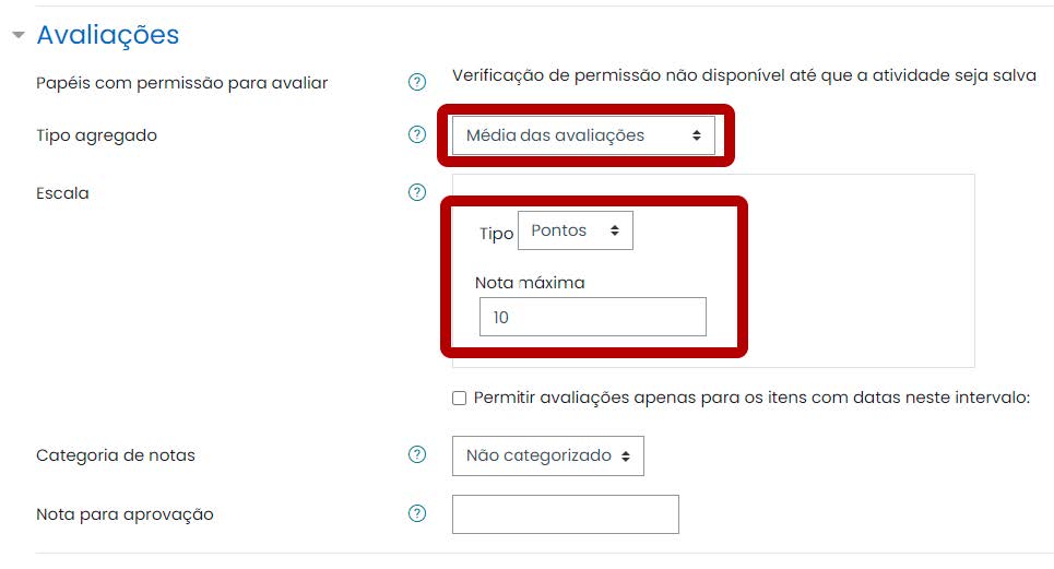Tela inicial do Moodle