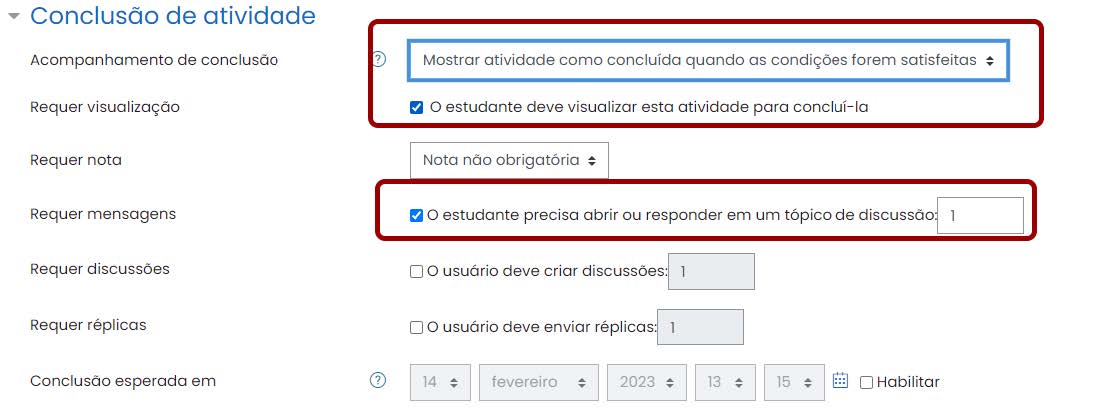 Tela inicial do Moodle