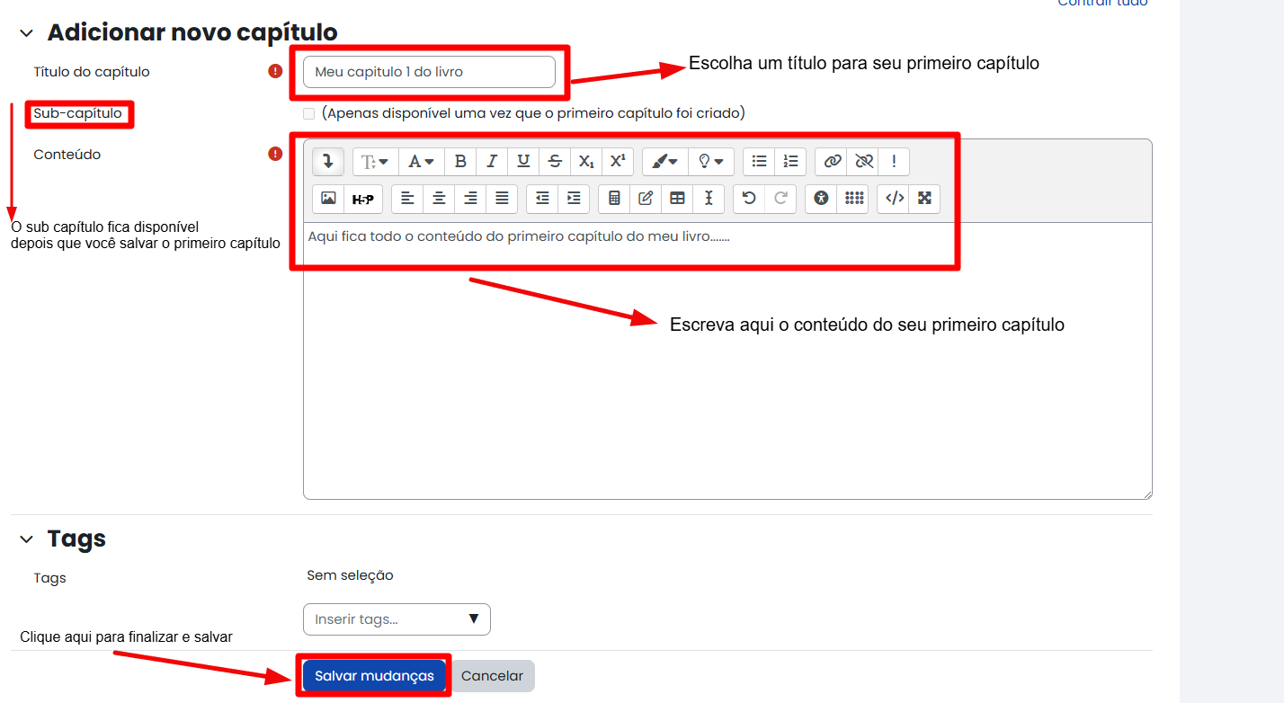 Tela inicial do Moodle