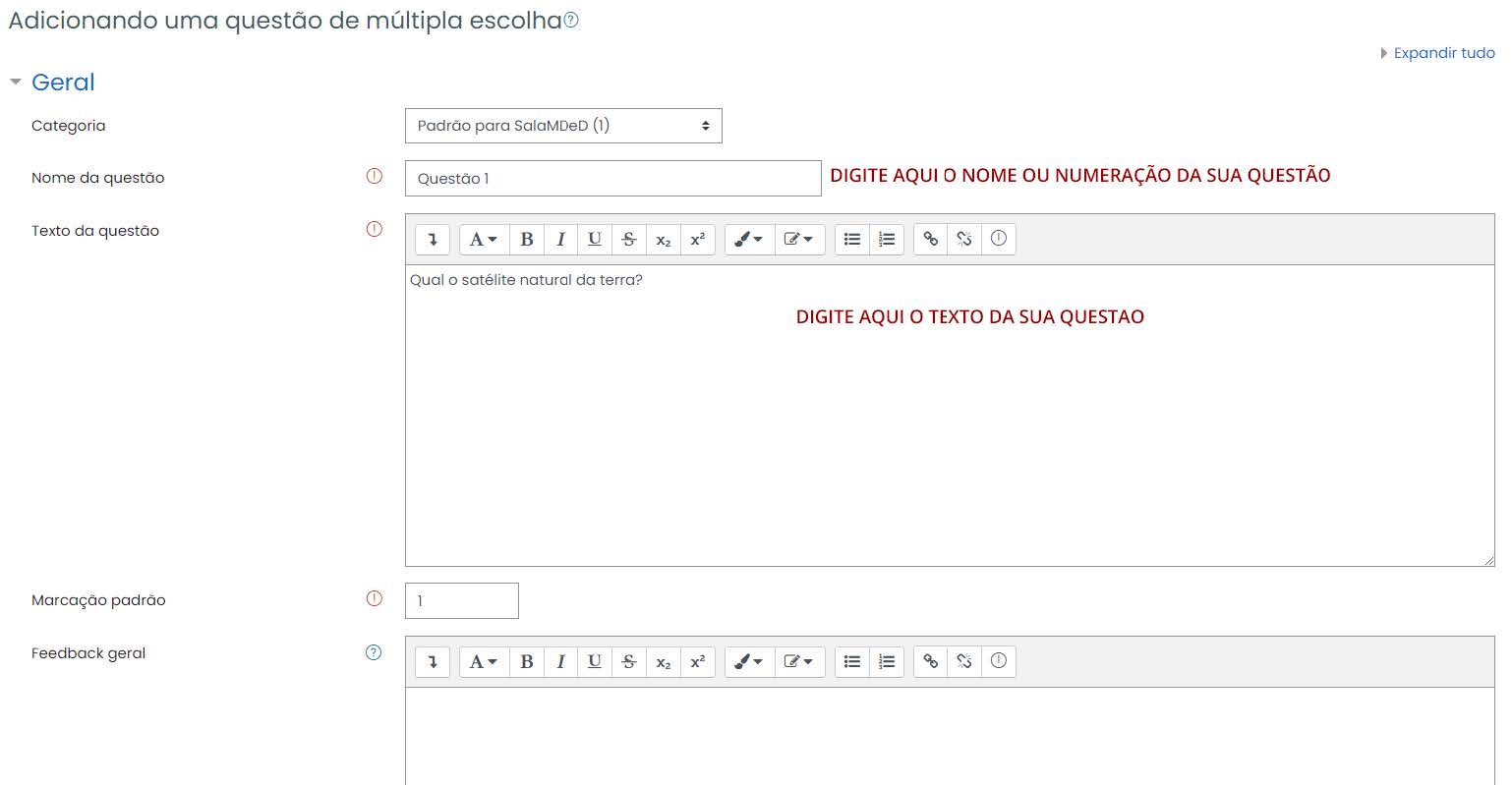 Tela inicial do Moodle