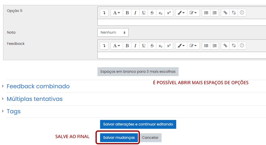 Tela inicial do Moodle