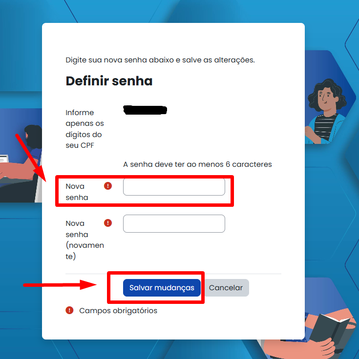 Tela inicial do Moodle