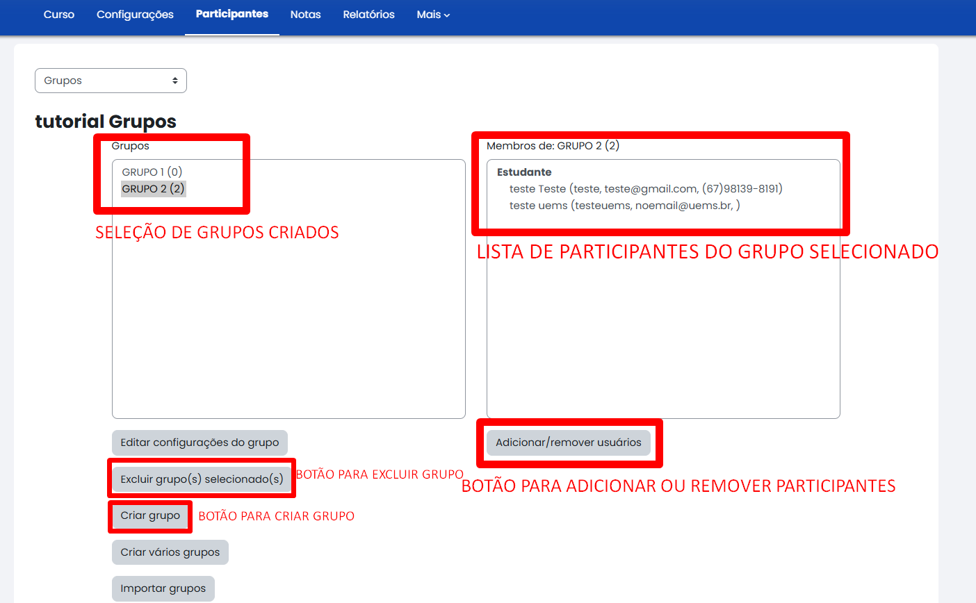 Tela inicial do Moodle