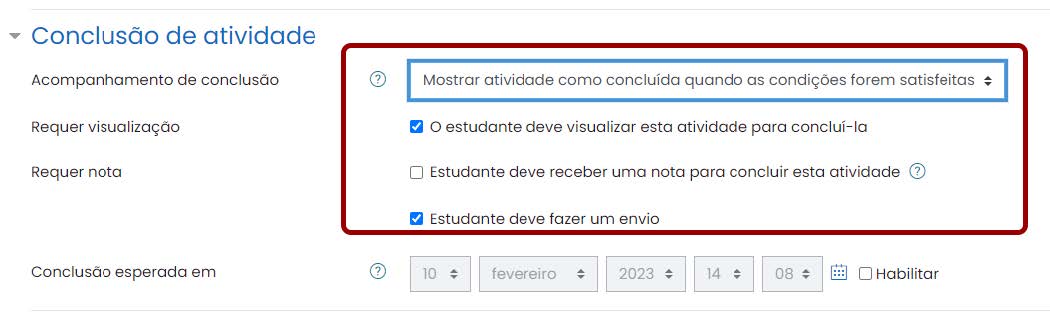 Tela inicial do Moodle