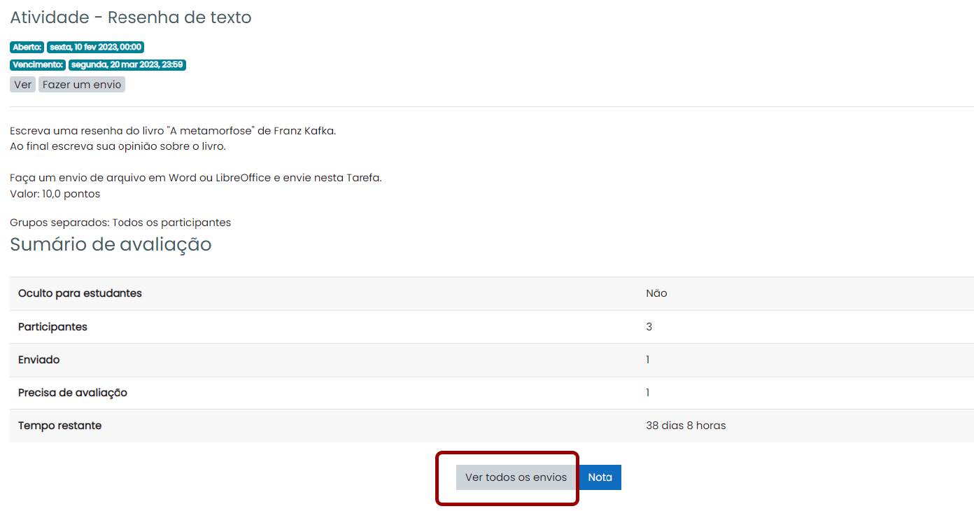 Tela inicial do Moodle