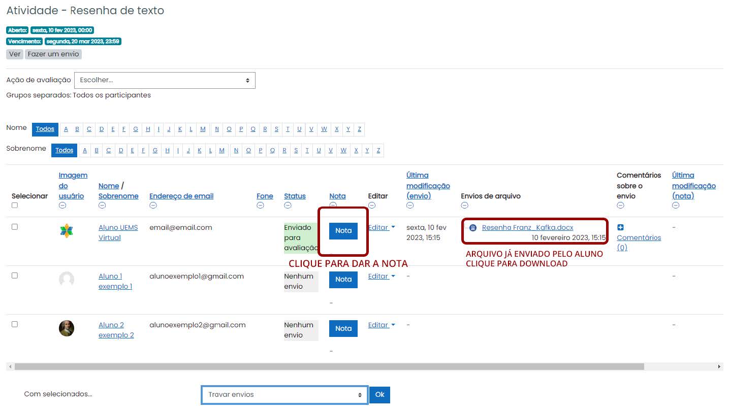 Tela inicial do Moodle