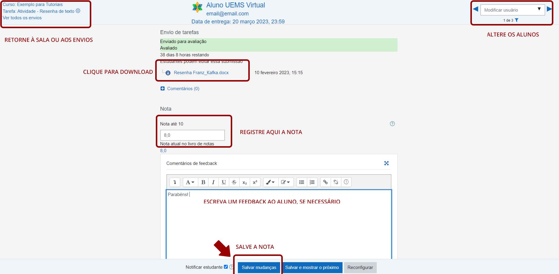 Tela inicial do Moodle