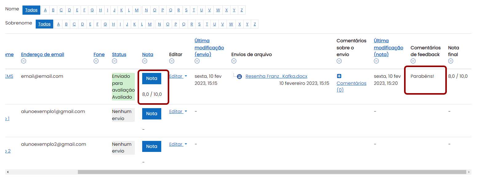 Tela inicial do Moodle