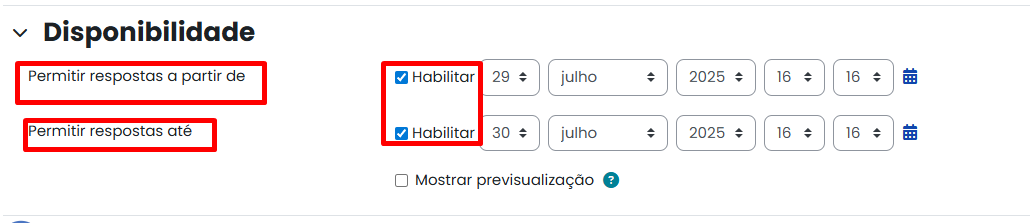 Tela inicial do Moodle