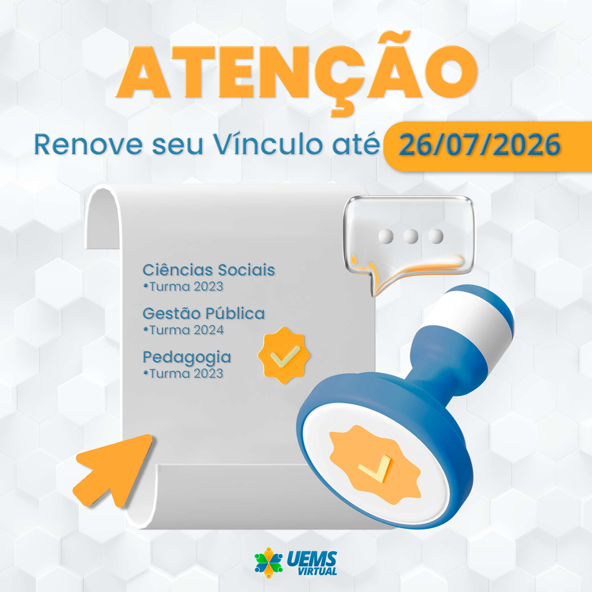Renove seu vínculo até 27 de julho de 2025