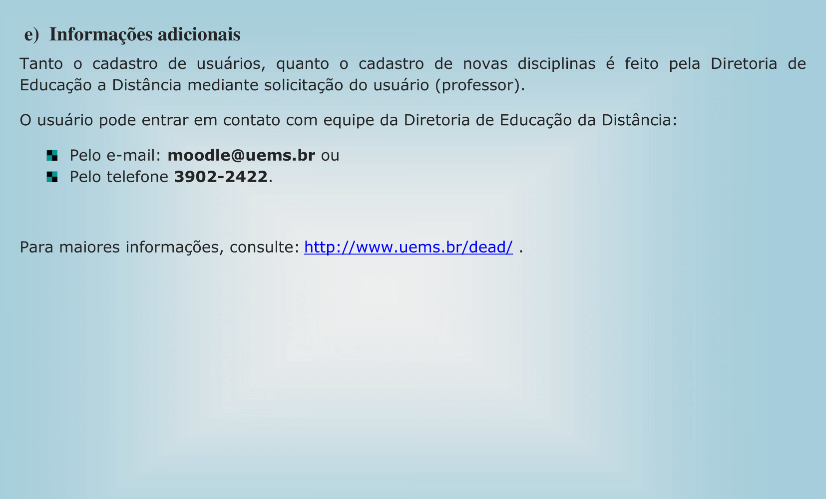 demais informações