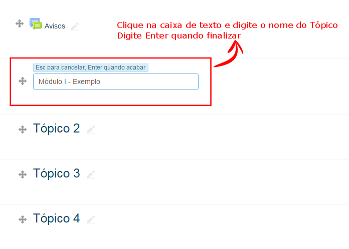 alterando o nome do tópico
