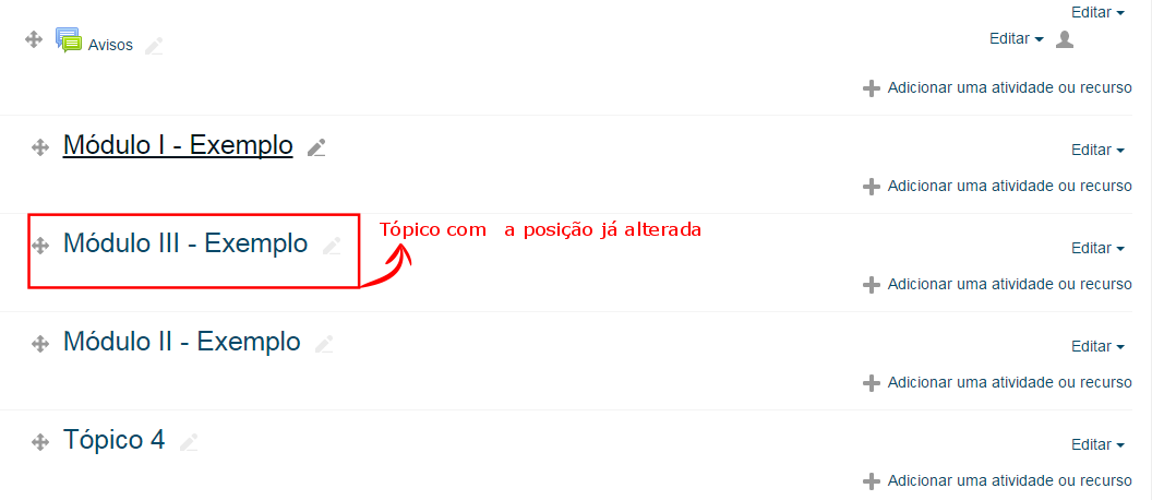 posição do tópico alterado