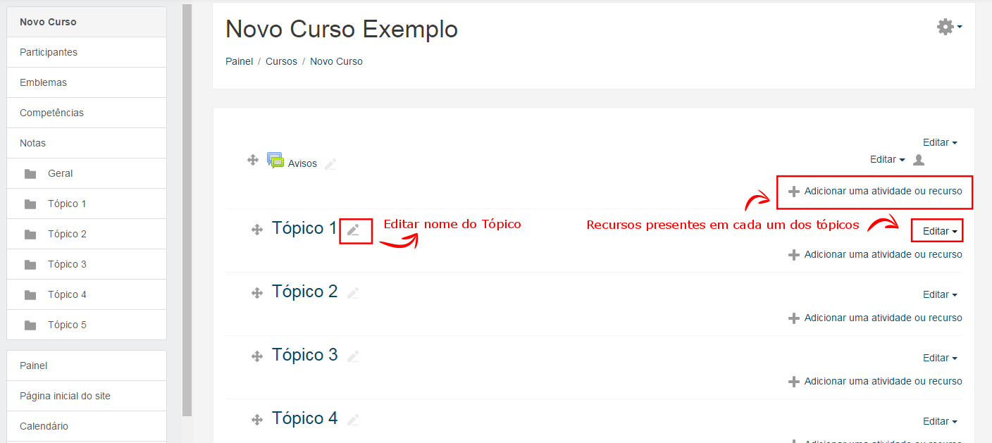 Recursos habilitados