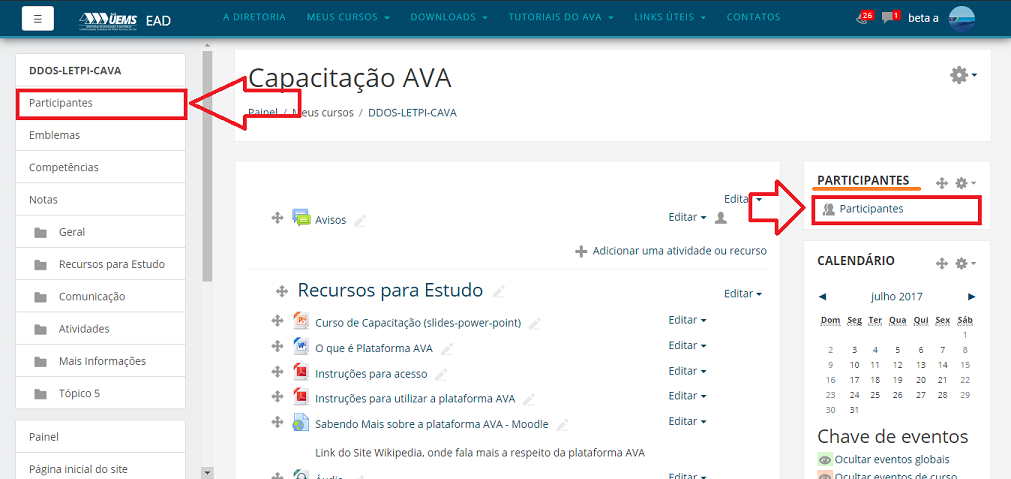 Visualizando os participantes