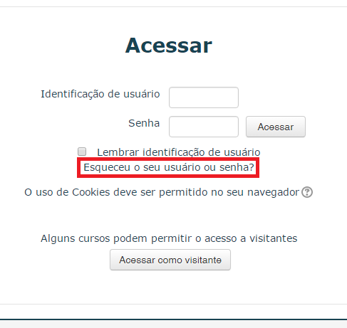 esqueceu a senha ou usuário